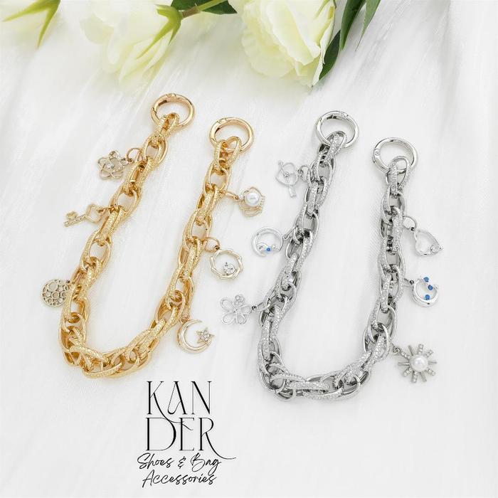 Kander Alloy Bag Chain 34.7Cm Rantai Sambungan Tali Tas Pengait Rantai Tas Mewah Pearl Diamond Phone