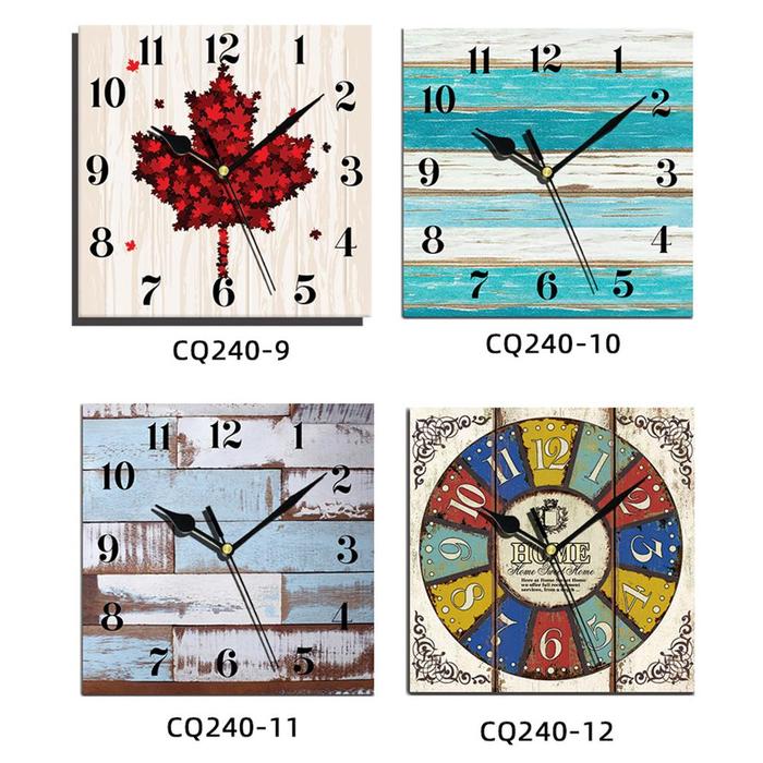 Wooden Square Wall Clocks Silent Non-ticking Battery Powered For Home