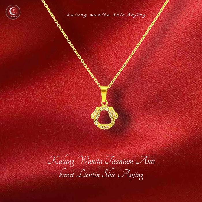 Kalung Titanium Wanita Anti Karat Liontin Shio Anjing Silver Perak Aksesoris Fashion Korea Estetik K