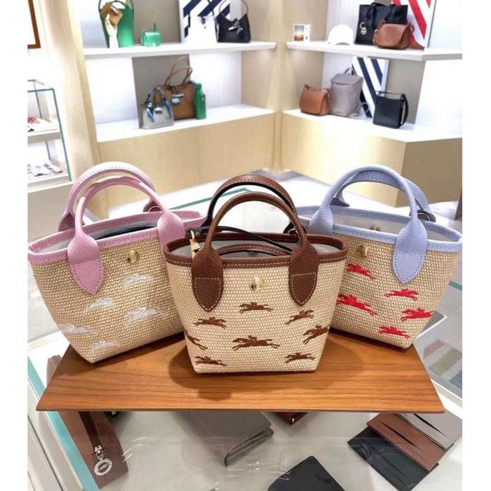 Terbaru L01 PAINER ROTAN LCHMP - TAS WANITA LC WOVEN WICKER STRAW RATTAN BAG FASHION IMPORT