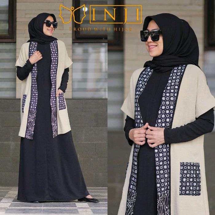 MISKA SET BY INJI Wanita Baju Muslim Crinkle Setelan Dewasa Gamis Dress