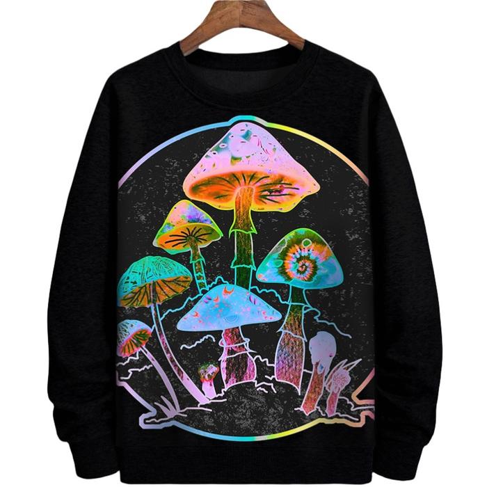 3D Printed Colorful Mushroom Hoodie For Men Women Mysterious Moth Graphic Sweatshirts Fashion Long S