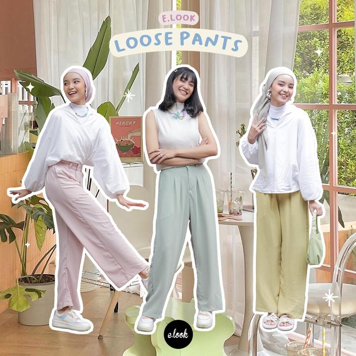 E.Look Culotte Pants - Celana Kulot Wanita Loose Pants Airflow Adem Flowy Simple Casual Hangout Kant