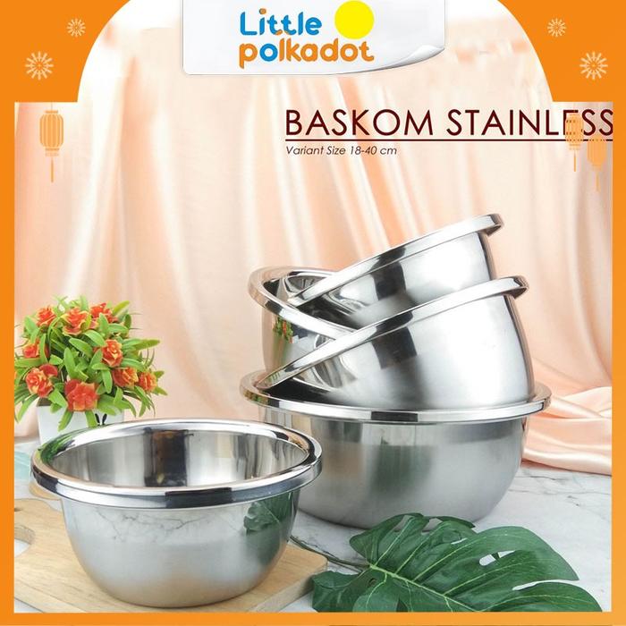 【Littlepolkadot】30-40cm Premium Adonan Baskom Stainless Pemukul telur  Memperdalam Desainny Jumbo Wa