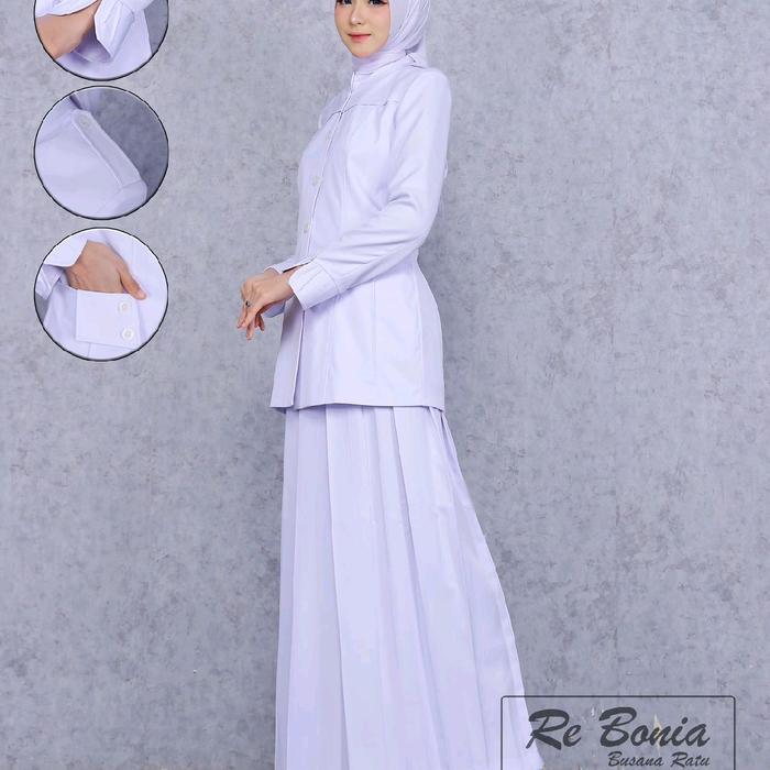 rebonia seragam putih rok A/setelan putih wanita rok A/seragam dinas asn/seragam Kerja  Wanita putih