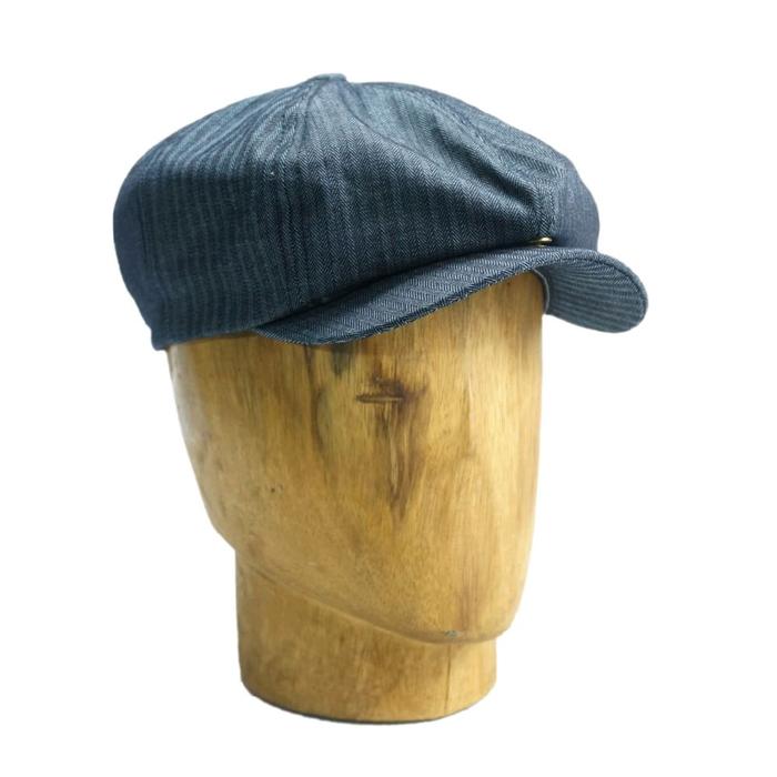 TUCKWOLL Topi Newsboy cap Denim Herringbone Cotton Vintage Thomas Shelby