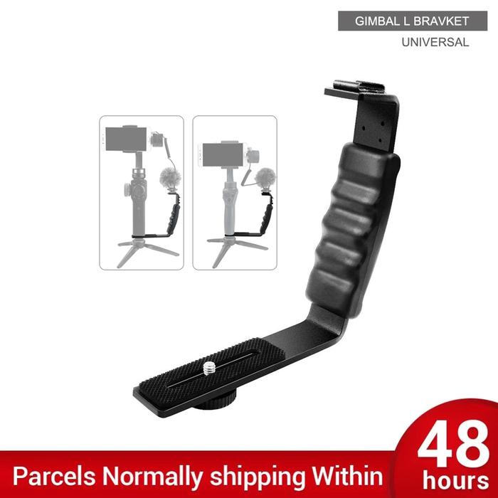 Handle Grip Mount L Type Bracket W/ Cold Shoe 1/4 Adapter Mic Stand