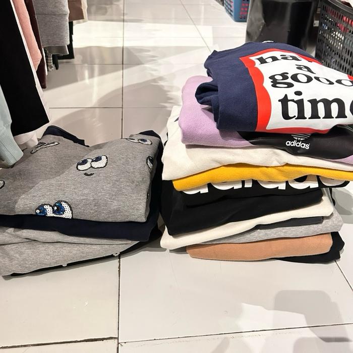 Mells Thirft promokode 1-100 crewneck hoodie jaket jeans premium pria dan wanita