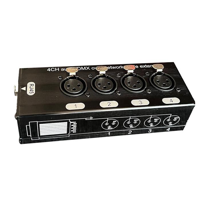 1Pc 4-Channel 3-Pin XLR Audio and DMX over Network Cable Extender, DMX512 Network Signal Extender , 