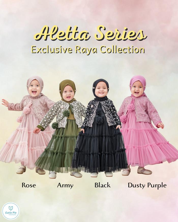 CUTIEPIE Aletta Set Blazer Gamis Anak Perempuan Raya Collection Brokat Premium Gamis Set Hijab Blaze