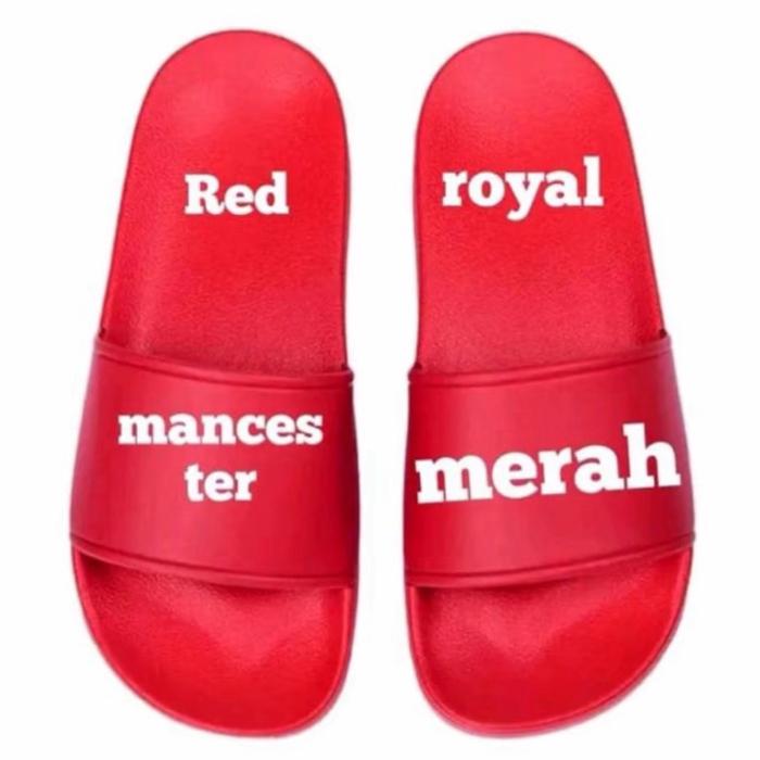 Sandal selop warna merah royal red setan merah Manchester