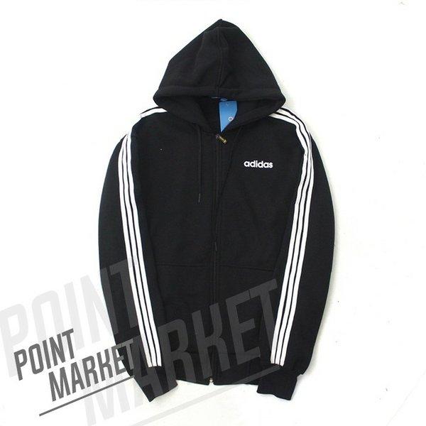 JAKET SWEATER HOODIE ZIPPER ADIDAS 3 STRIP HITAM