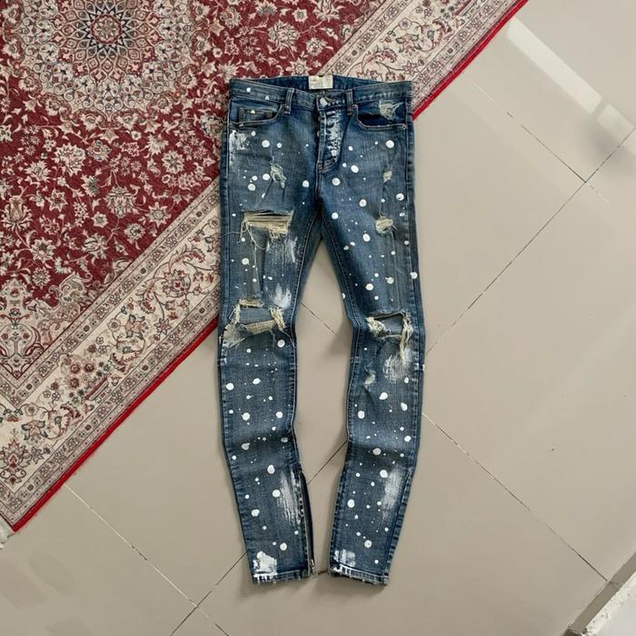 Fear Of God Skinny Zipper Paint Jeans