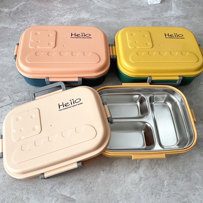 Kawaii Stainless Steel Lunch Box Portable Grids Bento Box Lunch Box