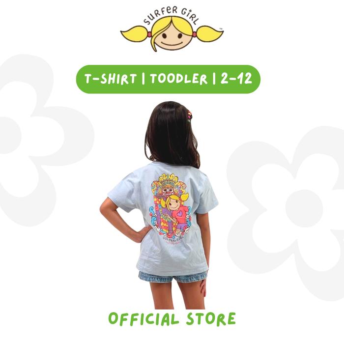 Surfer Girl Barong Toddler Sky Blue Tee 254TSSB002SBL | Kaos Barong Anak | Kaos Anak Bali | Kaos Ana
