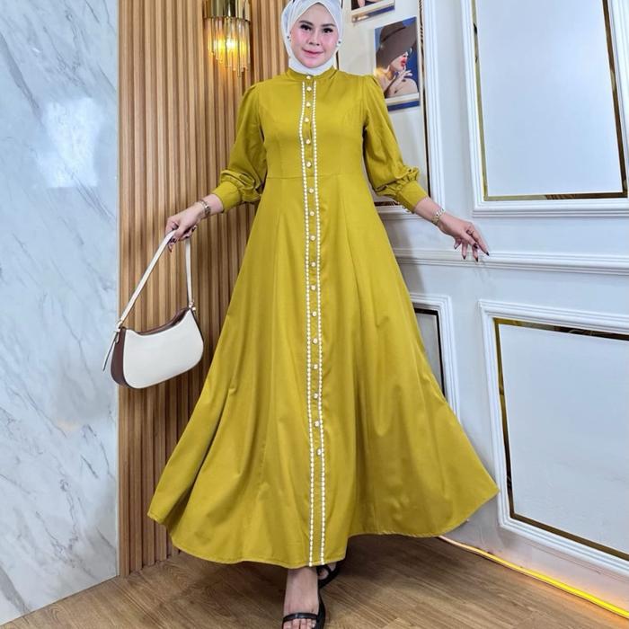 SULIS~DRESS ZAHIRA POLOS SALSABILLA ~ GAMIS WANITA MUSLIM Maxi Mewah Dewasa syari ~ Gamis KANCING