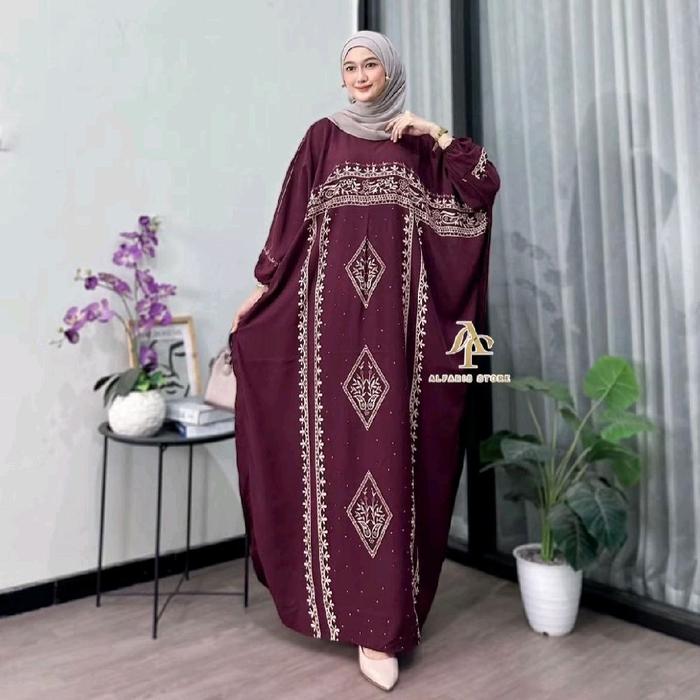 Gamis Aisar Kaftan Jumbo Kain Rayon Premium Tebal Lembut Nyaman Dres Wanita Remaja Dewasa Muslim Sya