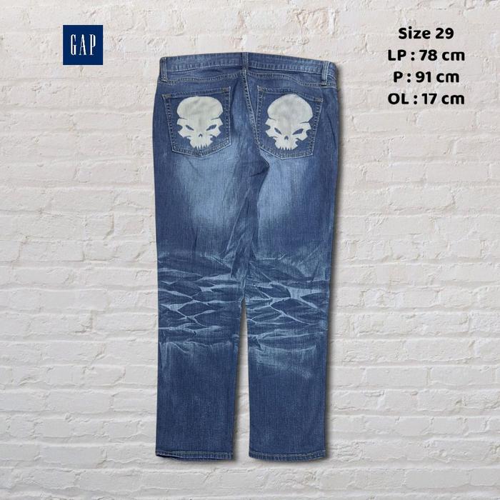 Size 29 Celana Panjang Longpants Jeans GAP Blue Washed Fading Slim fit Original Second Preloved #CJ5