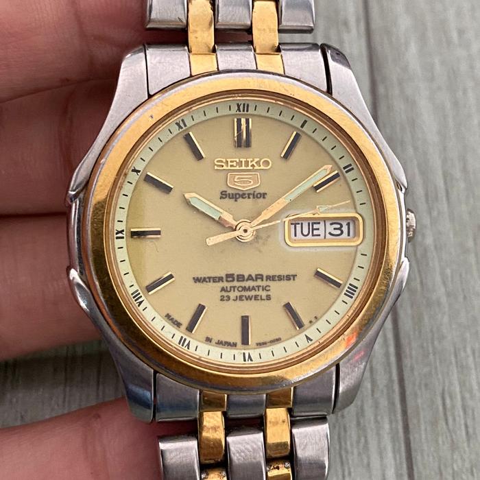 Seiko 5 Superior SKZ026 7S36 - 0030 Automatic Lume Dial Two Tone Day Date Watch