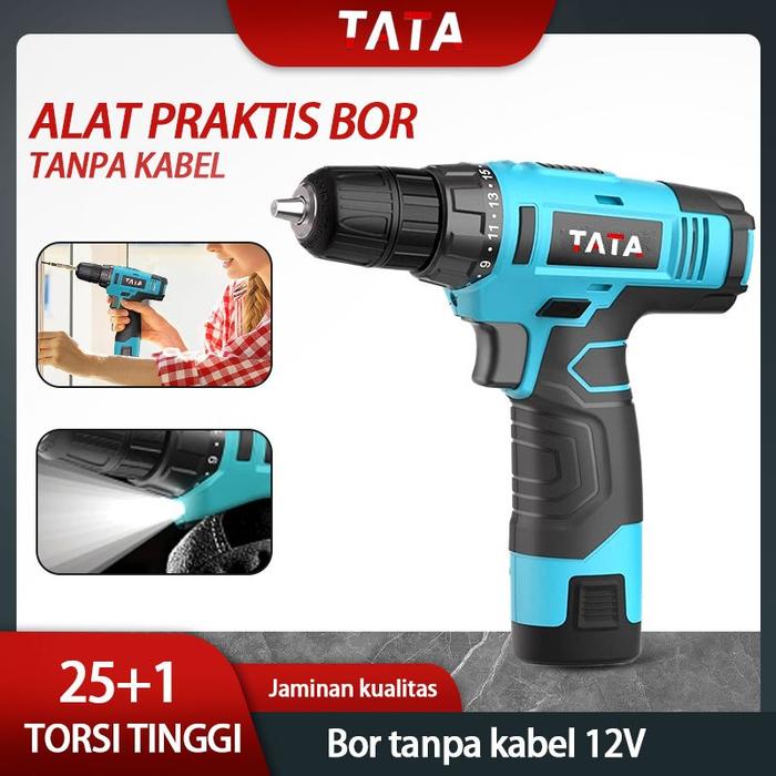 【COD】⚠ ⚠ TATA Ready stock Drill Battery Impact Drill bisa bolak balik bor tembok bor beton bor kayu 