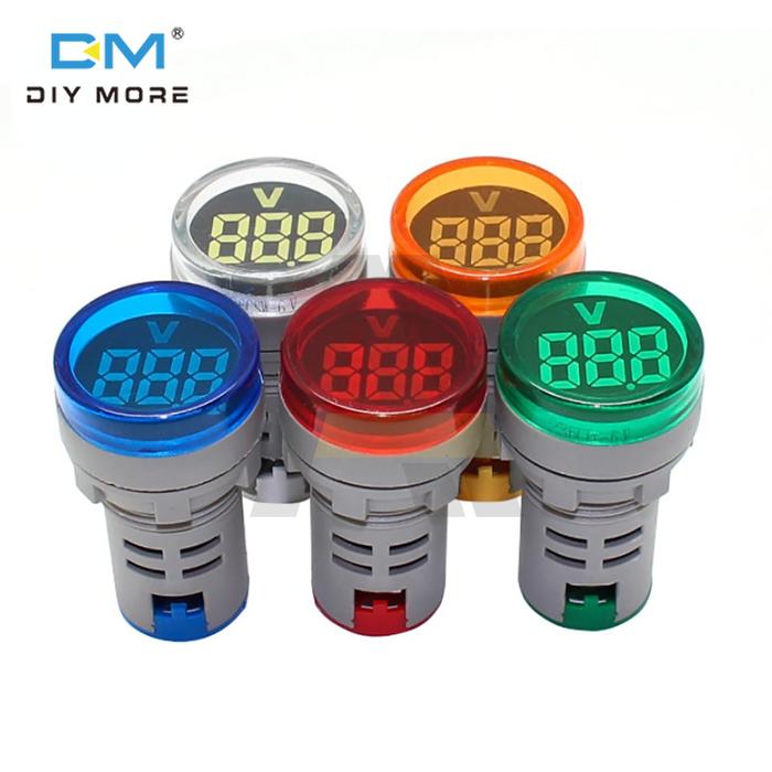 Diymore round Voltmeter Digital DC6-100V 22mm Bulat Penguji Voltase