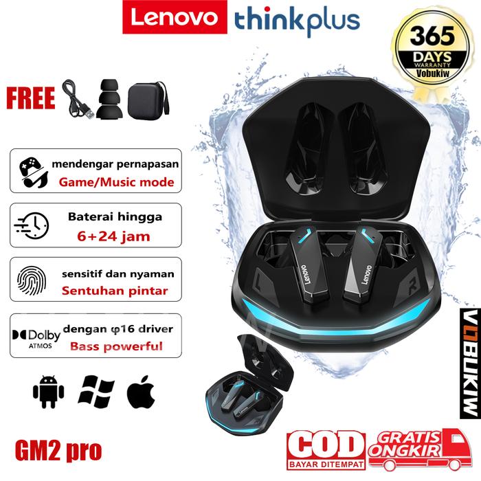 𝟭𝟬𝟬%𝗢𝗥𝗜 Lenovo Thinkplus Gm2 pro TWS Wireless Bluetooth5.4 Earphones Touch Control Music Nirkabel He