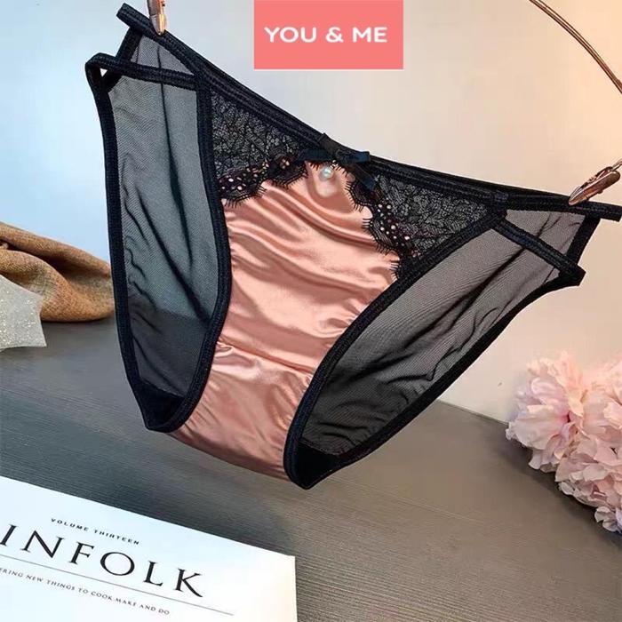 Youandme - Celana Dalam Wanita Stretching Sexy Renda Mesh CD Satin Elegan Transparan
