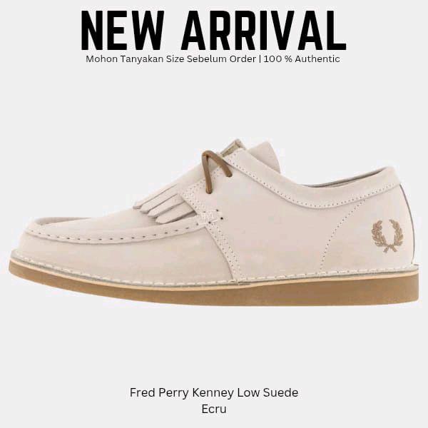 Fred Perry Kenney Low Suede Ecru Sepatu Loafers Pria Original 100%