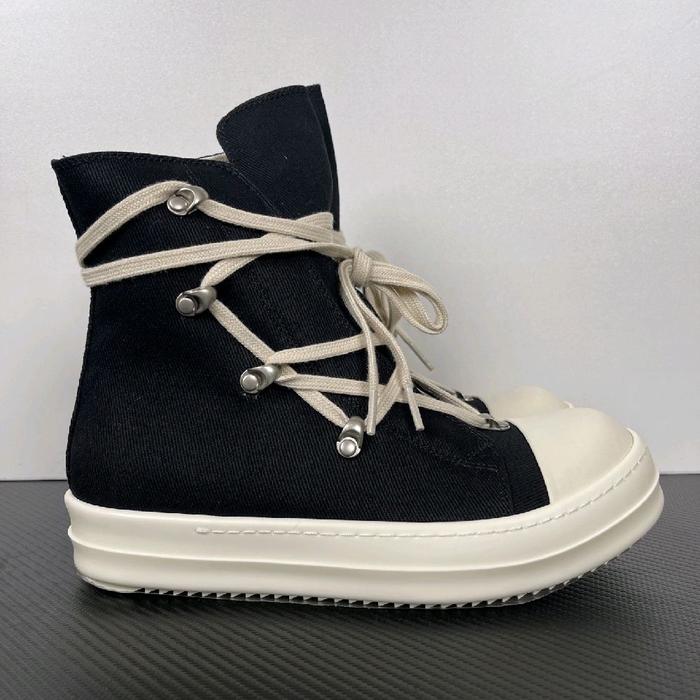 Sepatu Rick Owens RO DRKSHDW Porterville Hexa Sneaker High Top Sneaker Ramones Black Milk Canvas Jum