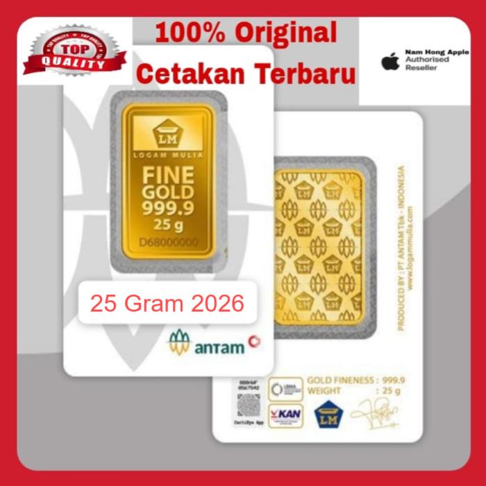 EMAS ANTAM 25 GR (GRAM) 2026 GOLDBAR/LOGAM MULIA/LM/EMAS BATANGAN ANTAM BERSERTIFIKAT TERBARU