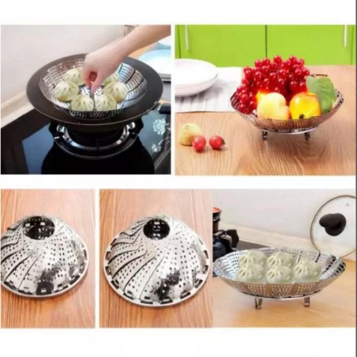 Miko Steamer Kukusan Stainless Saringan Steamer Alat Kukus Serbaguna / Kukusan Stainless Felxible (1