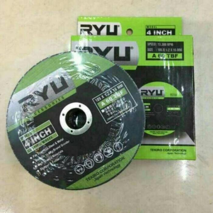 RYU BATU GERINDA / GURINDA POTONG BESI 4" / BATU RYU DOUBLE LAYER 4 X1. 2