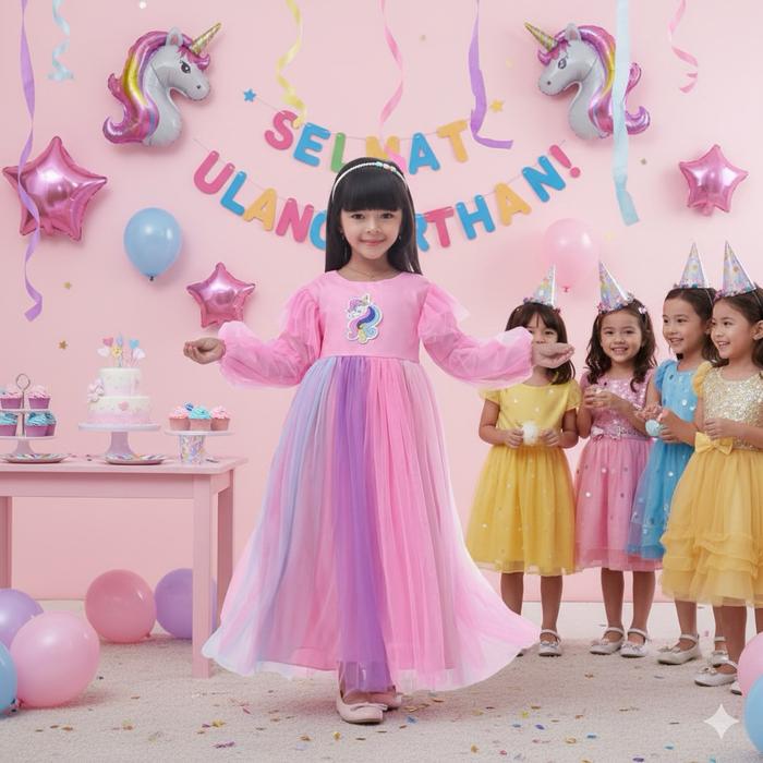 dress muslim kuda poni / Gaun pesta anak kuda poni / Gaun pesta Anak Unicorn / Gamis Anak Unicorn /