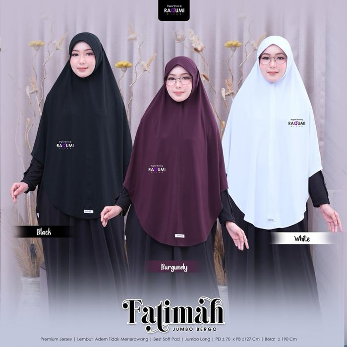 FATIMAH BERGO JUMBO BAHAN JERSEY PREMIUM ORI BY RAQUMI HIJAB