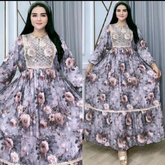 GAMIS/DRESS SALVINA BROKAT DADA SALVINA LENGAN BALON BB 40-70 kg