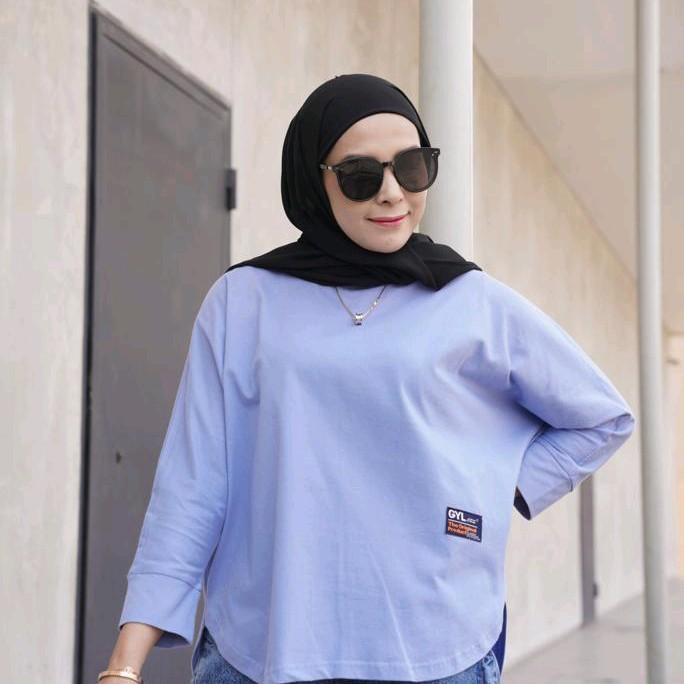 TOP WANITA MUSLIM ATASAN CANTIK NYAMAN MODEL BATWING OVAL BAHAN KAOS COMBED BY GYL