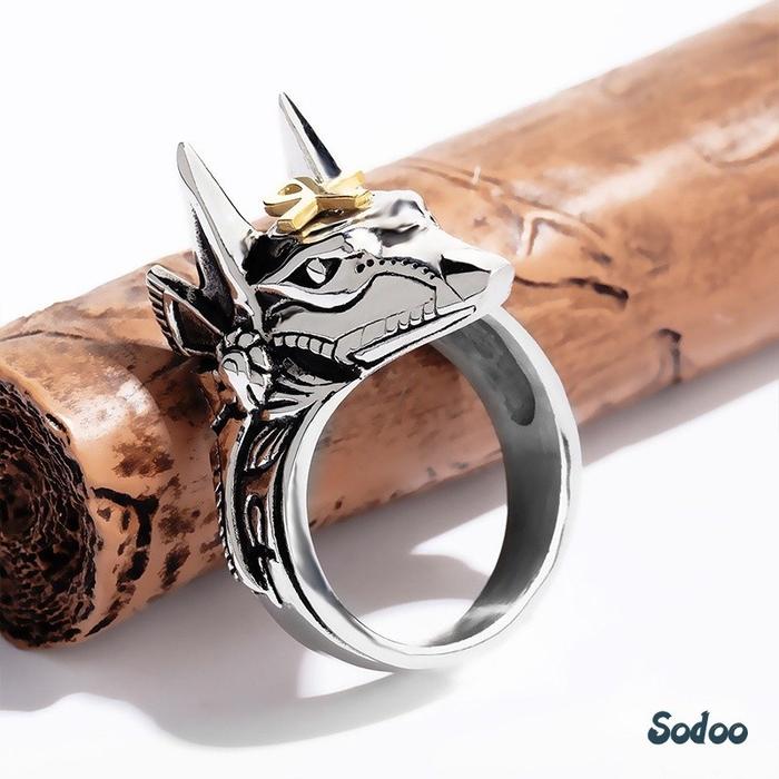 Cincin Titanium Vintage Pria Cincin Tengkorak Cincin Pria Keren Cincin Hip-Hop Pria/Wanita Gaya Punk
