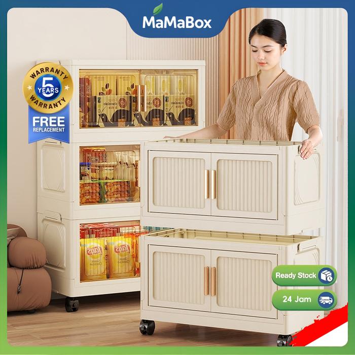MaMaBox Lemari Plastik Estetik Jumbo/Lemari Plastik Lipat Susun/Rak Tas/Storage Box Kotak Penyimpana