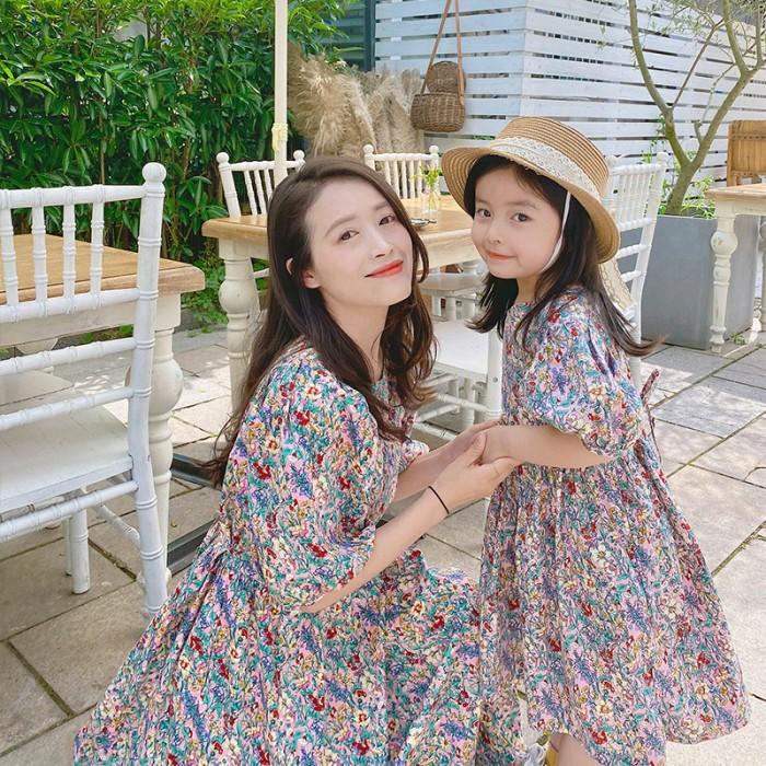 Promo Lorisa floral couple dress /Dress couple ibu dan anak COD