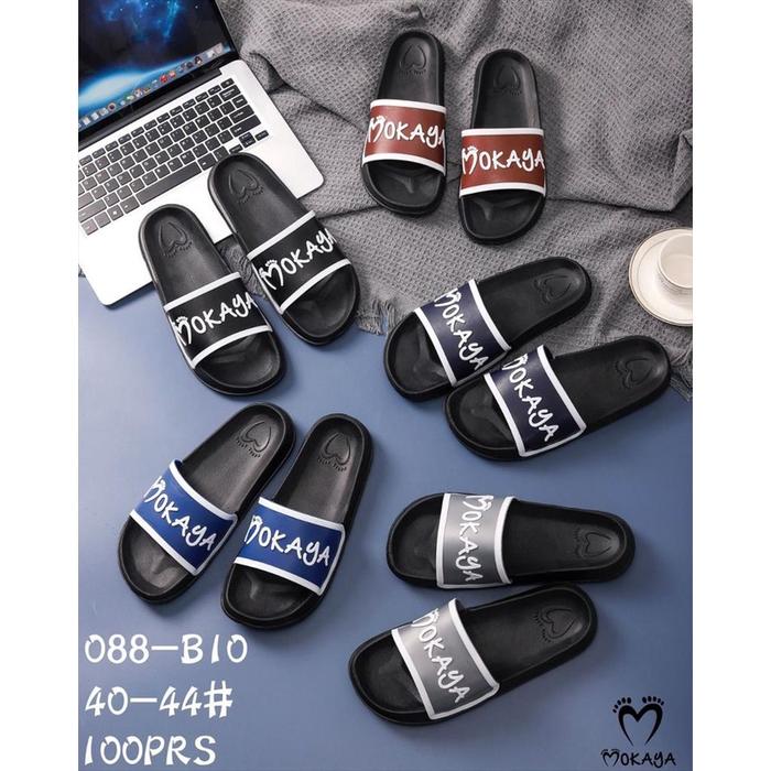 Sandal Slop Pria Ban Mokaya Sol Hitam Super Keren Trendy Nyaman Empuk Import Mokaya / Size 40-44 (08