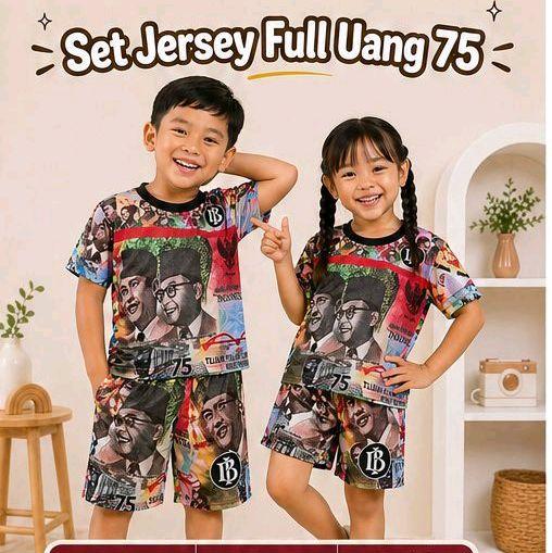 Setelan Kaos Anak Full Printing Uang 75 Ribu Nyaman Dipakai Sehari Hari