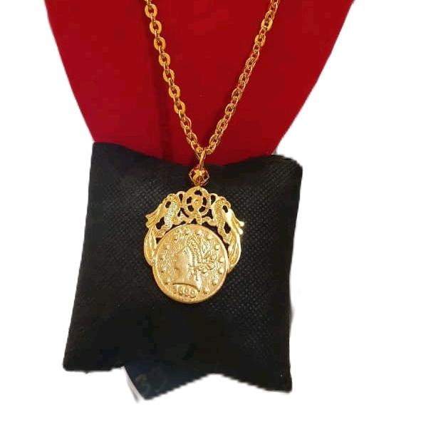 Kalung Medan Sultan Ukuran 60 cm Warna Mas 24 London Bahan Tembaga Impor Kwalitas 2 Tahunan dengan D