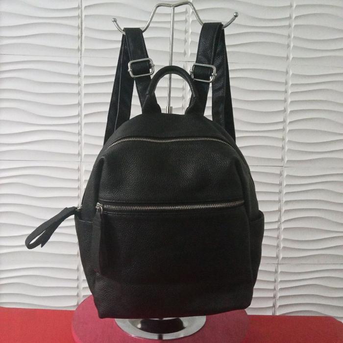 TAS RANSEL SECOND WARNA HITAM KULIT ASLI