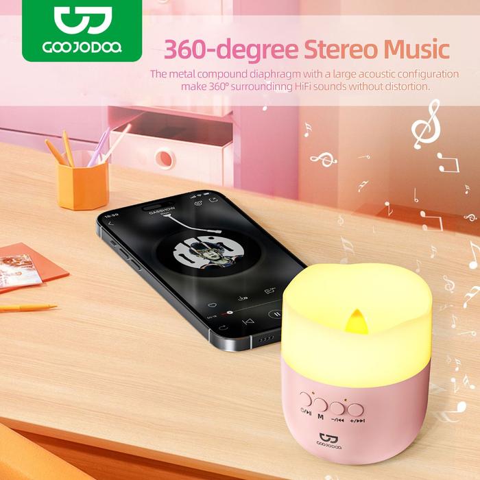 GOOJODOQ Speaker Wireless Bluetooth 5.3 Warm Light 360 Stereo Sound