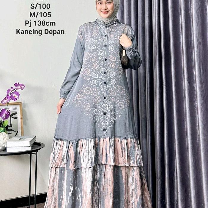 GAMIS SUTRA SILK PREMIUM ORY Muslim Dress Wanita Motif