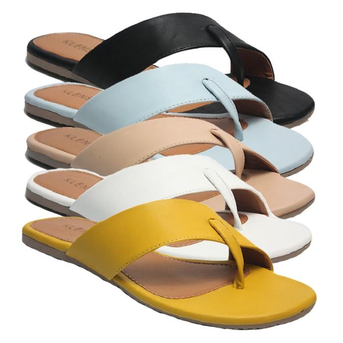 A✉JW KLENSIA SANDAL JAPIT WANITA HAK RATA TREPLES FLAT SANDALS 671-028 J➸78