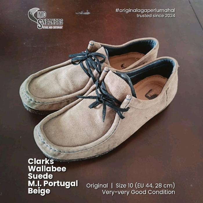 Clarks Wallabee Suede Made in Portugal Beige Sepatu Formal Unisex Second Original