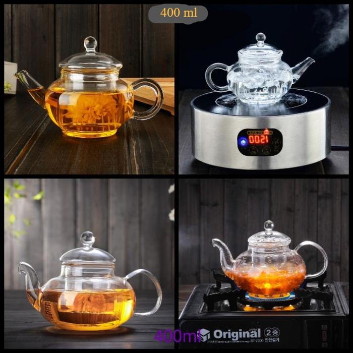 PACK AMAN teko kaca dengan saringan / tea pot Set Teh Kaca Tahan Panas Teko Teh Infuser