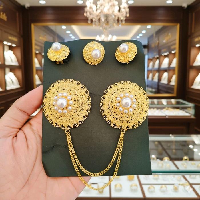 Set Bros Kancing Gold platid mutiara