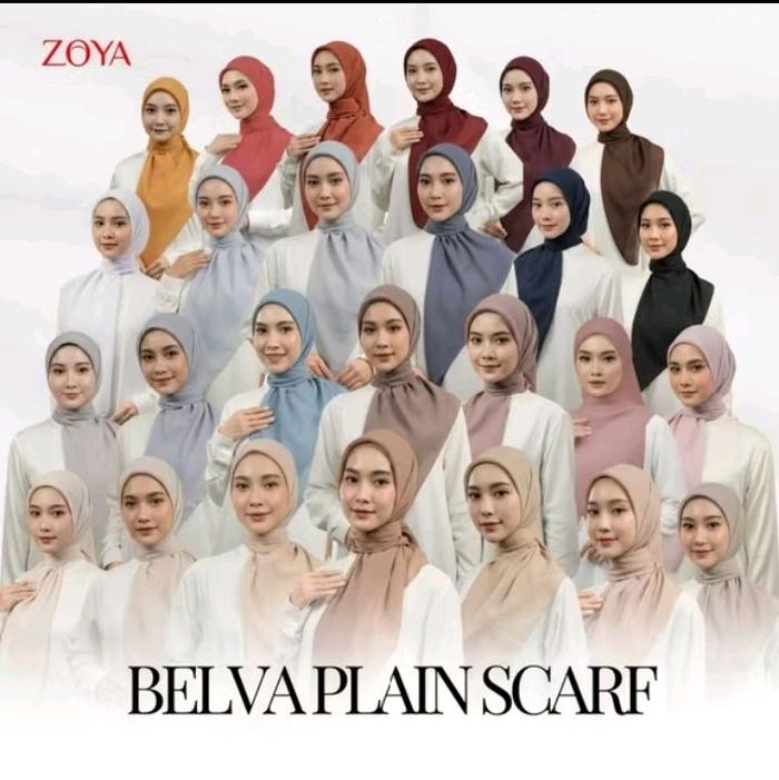 Zoya Belva Scarf Zoya - Kerudung Segiempat Polos Standart Ukuran 110x110cm Soft Color Bahan Premium 